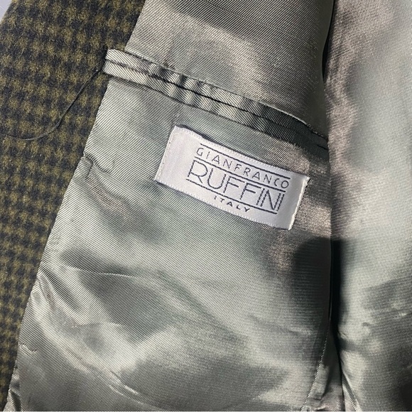 Gianfranco Ruffini Sports Jacket Blazer Mens 41 R Black Green Cashmere Blend - Picture 7 of 10